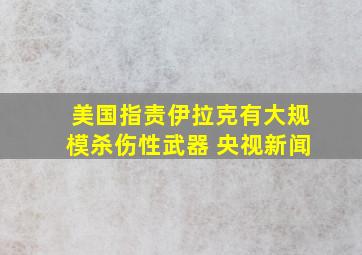 美国指责伊拉克有大规模杀伤性武器 央视新闻